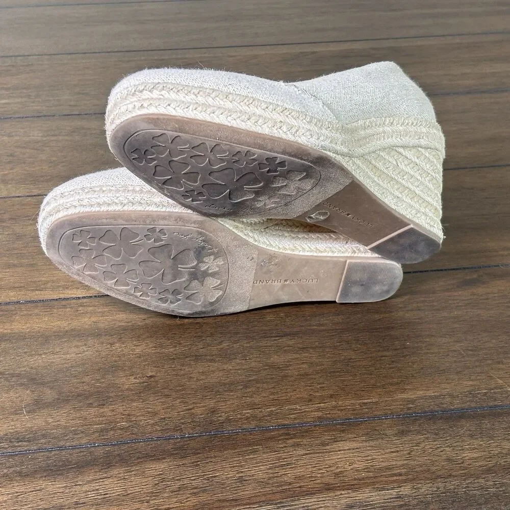 Lucky Brand lk Imula Wedge Natural Weave Size 8.5